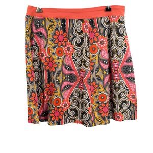 Prana Women's Skirt Size M Colorful Floral Print A-Line Elastic Waist